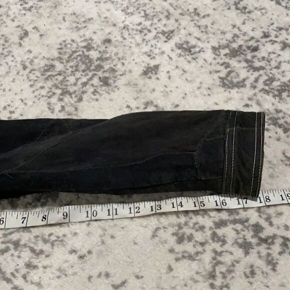 magazine genuine suede patch work croped size L black leather jacket - Picture 9 of 10